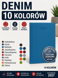  Kal. A4 DZIENNY 2027 DENIM  10 KOLORÓW