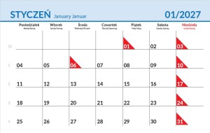 KAL. MIESIĘCZNY BIURKOWY 2027 BIURKOWY DUŻY POZIOMY  PIRAMIDKA  STOJĄCA   PLANER MIESIĘCZNY  (1)